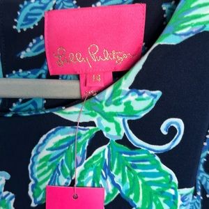 NWT Lilly Pulitzer LELICIA Dress Hi Tide Navy Blue Size 14